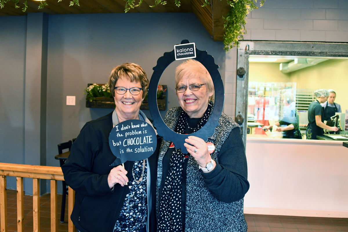 075 Bonnie Wilshusen and Linda Dose love chocolate.JPG